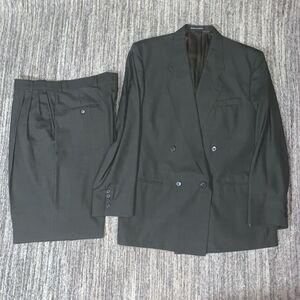 Vintage Cellini Suit Set Wool Blend Black Jacket  42R Pants 34W 2 Piece